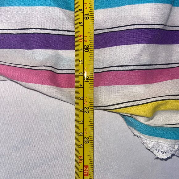 Vintage Rainbow Striped button down blouse USA funky quirky 70s 80s Maximalist M - Picture 5 of 5